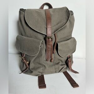 Mossimo Supply Co. Canvas Backpack Purse Military Green and Brown Vegan padded
